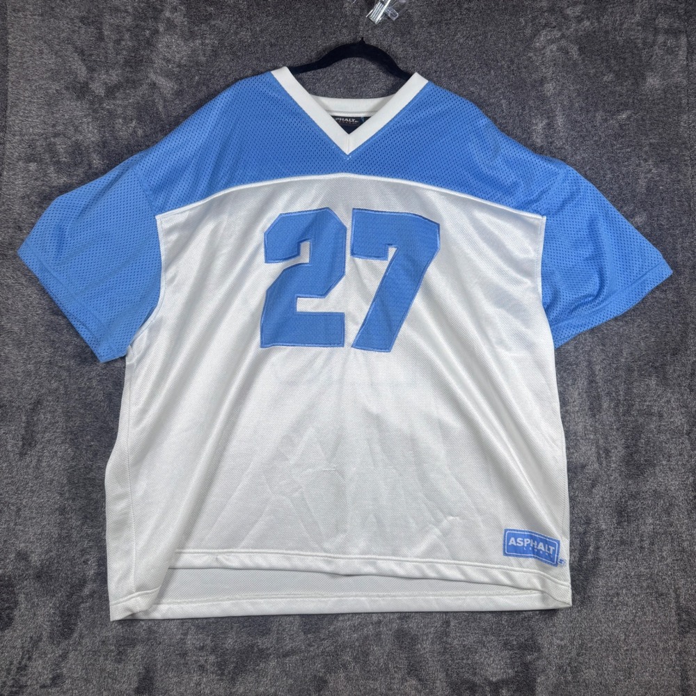 Asphalt Legend Starter Jersey Mens 2XL White Blue Mesh Number 27 Football Shirt